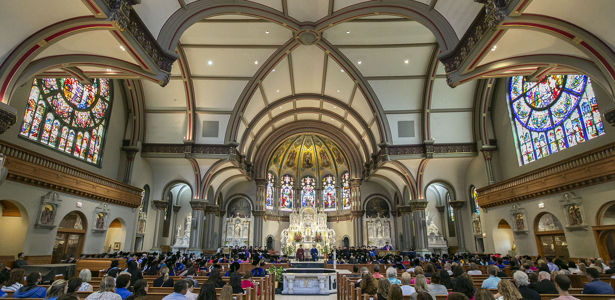 DePaul University faculty and staff mark the beginning of the school year during Academic Convocation at the St. Vincent de Paul Parish Church Thursday, Aug. 30, 2018, on the Lincoln Park campus. 